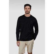 Paul & Shark Erkek Yuvarlak Yaka %100 Pamuklu Regular Fit Uzun Kollu Siyah T-Shirt 25411016-011