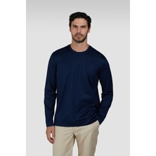 Paul & Shark Erkek Yuvarlak Yaka %100 Pamuklu Regular Fit Uzun Kollu Lacivert T-Shirt 25411016-013