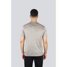 Paul & Shark Erkek Regular Fit Kare Desenli Yuvarlak Yakalı Kısa Kollu Bej T-Shirt 25411038-266