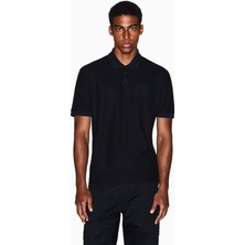 Armani Exchange Erkek Düğme Kapama Kısa Kol %100 Pamuk Siyah Polo Yaka T-Shirt XM001372 AF16262-UC001