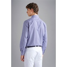 Paul & Shark Erkek Oxford Pamuk Dar Kesim Uzun Kollu Beyaz-Mavi Gömlek C0P3053-004
