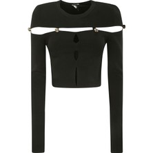 Versace Kadın 3'lü Paket Uzun Kollu Yuvarlak Yakalı Günlük Kullanım Siyah Kazak 75HAFM51CM29H-899