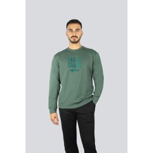 Paul & Shark Erkek Pamuklu Önü Logo Desenli Yuvarlak Yakalı Pamuklu Uzun Kollu Yeşil Sweatshirt 15311839-513