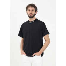 Versace Erkek Yuvarlak Yaka Kısa Kollu Yakası Logo Detaylı Siyah T-Shirt 78GAHE03CJ00E-899