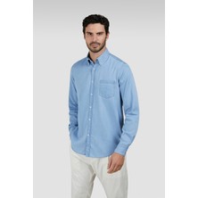 Paul & Shark Erkek Regular Fit Düğmeli %100 Pamuklu Uzun Kollu Açık Mavi Gömlek 25413160CF-J01