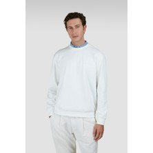 Paul & Shark Erkek Regular Fit Yuvarlak Yaka Arkası Shark Baskılı Önü Logo Işlemeli Pamuklu Uzun Kollu Beyaz Sweatshirt 25411855-108