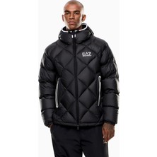 EA7 Erkek Kapitoneli Kapüşonlu Su Tutmayan ve Nefes Alabilen Kumaş Ördek Tüyü Dolgulu Siyah Mont 7M001001 AF15923-UC001