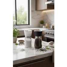 Öz-Home 2'li Tuz ve Karabiber Öğütücü Değirmen Cam Gövde Seramik Bıçak