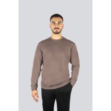 Paul & Shark Erkek Normal Kalıp Logo Desenli Yuvarlak Yakalı Pamuklu Uzun Kollu Kahverengi Sweatshirt 15311861-365