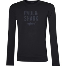 Paul & Shark Erkek Pamuklu Önü Logo Desenli Yuvarlak Yakalı Pamuklu Uzun Kollu Lacivert Sweatshirt 15311839-050