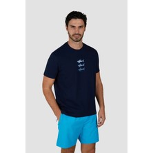 Paul & Shark Erkek Kısa Kollu Bisiklet Yaka Üç Balık Desenli Lacivert T-Shirt 25411005-013