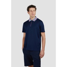 Paul & Shark Erkek Normal Kesim %100 Organik Pamuklu Fermuarlı Lacivert Polo Yaka T-Shirt 25411285-013