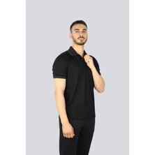 Paul & Shark Erkek Regular Fit Ince Pike Pamuklu Kısa Kollu Siyah Polo Yaka T-Shirt 25411236A-11D