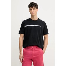 Paul & Shark Erkek Bisiklet Yaka Paul Shark Gölgeli Yazı Desenli Kısa Kollu Siyah T-Shirt 25411039-011