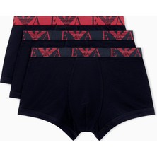 Emporio Armani Erkek Beli Lastikli Pamuklu Slim Fit 3'lü Siyah1 Boxer EM000259 AF10780-MC406