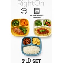 PremiumPort Sağlıklı ve Güvenli 3 Bölmeli Çocuk Tabak Seti, 3 Adet, Bpa Içermeyen