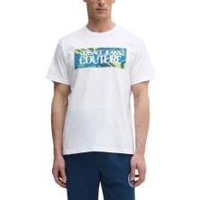 Versace Erkek Yuvarlak Yaka Kısa Kollu Pamuklu Beyaz T-Shirt 78GAHE04CJ00E-003