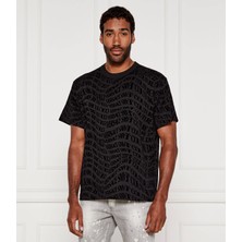 Versace Erkek Normal Kalıp Yuvarlak Yakalı Pamuklu Logo Baskılı Kısa Kollu Siyah T-Shirt 79GAH6R0JS511-899