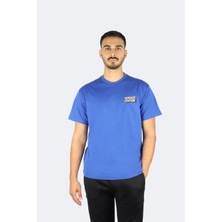 Versace Erkek Normal Kalıp Yuvarlak Yakalı Logo Desenli Kısa Kollu Mavi T-Shirt 79GAHP10CJ01P-289