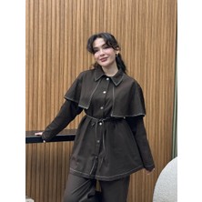 Cardella Yakası Volanlı Gabardin Ikili Takım – Lastik Bel Pantolonlu, Tesettür Uyumlu