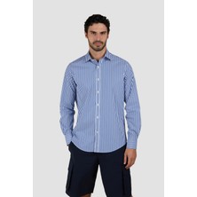 Paul & Shark Erkek Regular Fit Çizgi Desenli Uzun Kollu Lacivert-Beyaz Gömlek 25413032CF-V90