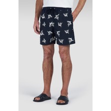 Paul & Shark Erkek Beli Lastikli Shark Desenli Lacivert-Beyaz Mayo 25415055A-D13