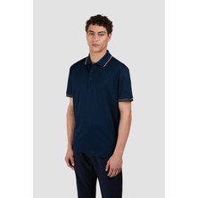 Paul & Shark Erkek Regular Fit Ince Pike Pamuklu Kısa Kollu Mavi-Gold Polo Yaka T-Shirt 25411236-13E