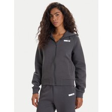 Kadın Kapşonlu Yaka Fermuar Kapama Ea7 Yazı Desen Cep Detay Siyah Sweatshirt 7W000675 AF13151-U8117