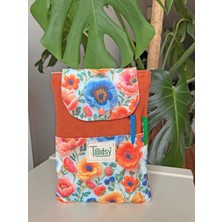 Tadsy Somon Çiçekleri Desenli Kitap Kılıfı Şık ve Koruyucu Cepli Kitap Kılıfı Çok Amaçlı Çanta 19X25 cm