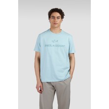 Paul & Shark Erkek Ton Sür Ton Logo Işlemeli Pamuklu Jarse Mavi T-Shirt 25411042-072
