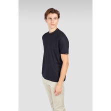 Paul & Shark Erkek Regular Fit Pamuklu Yuvarlak Yakalı Shark Logo Işlemeli Kısa Kollu Lacivert-Gold T-Shirt 15311627-50E