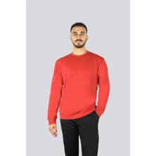 Paul & Shark Erkek Normal Kalıp Logo Desenli Yuvarlak Yakalı Pamuklu Uzun Kollu Kırmızı Sweatshirt 15311861-636