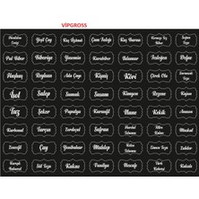 PremiumPort 56'lı Mutfak Baharat Etiketi Siyah, Şık ve Pratik Kavanoz Süsleme