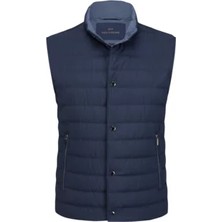 Paul & Shark Erkek Kapitoneli Regular Fit Dik Yaka Kolsuz Lacivert Yelek 25412630-013