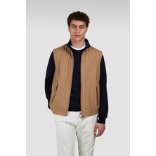 Paul & Shark Erkek Regular Fit Dik Yaka Fermuarlı Iç Cepli Kahverengi Yelek 25412621-627