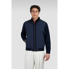 Paul & Shark Erkek Normal Kesim Suya ve Rüzgara Dayanıklı Streç ve Yün Karışımlı Dik Yakalı Uzun Kollu Lacivert Hırka 25411709-050