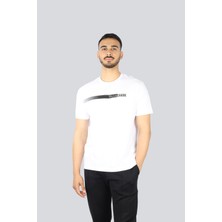 Paul & Shark Erkek Bisiklet Yaka Paul Shark Gölgeli Yazı Desenli Kısa Kollu Beyaz T-Shirt 25411039-010