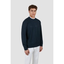 Paul & Shark Erkek Regular Fit Logo Detaylı Yuvarlak Yaka Uzun Kollu Pamuklu Lacivert Sweatshirt 25411881-050