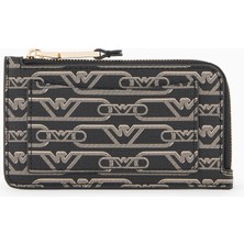 Emporio Armani Kadın Fermuarlı Dış Cepli Monogram Kartal Logolu Siyah Cüzdan EW000367 AF11951-FC033