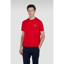 Paul & Shark Erkek Regular Fit Grafik Baskılı Pamuklu Yuvarlak Yaka Kısa Kollu Kırmızı T-Shirt 25411101-577