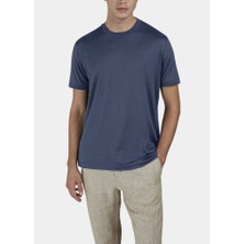 Paul & Shark Erkek Pamuklu Regular Fit Yuvarlak Yak Kısa Kollu Mavi T-Shirt 25411008-633