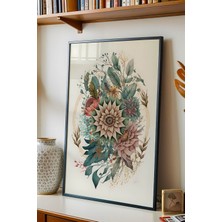 E2 Nova Premium Botanik Çiçek Mandala Çerçeveli Tablo - Lüks Modern Zen Duvar Dekoru Vizon Krem Sanat