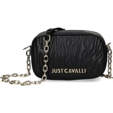 Just Cavalli Kadın Marka Logolu Ayarlanabilir Omuz Askılı Siyah Omuz Çantası 77RA4BE1ZSB23-899