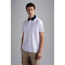 Paul & Shark Erkek Polo Yaka Düğme Kapamalı Kısa Kollu Beyaz Polo Yaka T-Shirt 24411261-010