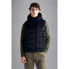 Paul & Shark Erkek Çıkarılabilir Kapüşonlu Kaz Tüyü Dolgulu Cepleri Düğmeli Mavi Yelek 14312671-050