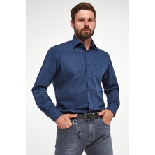 Paul & Shark Erkek Desenli Uzun Kollu Gömlek Yakalı Günlük Lacivert Gömlek 14313112CF-G11