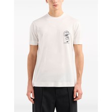 Emporio Armani Erkek Pamuklu Kısa Boy Rahat Kesim Günlük Beyaz1 T-Shirt EM000009 AF10017-M0007