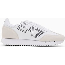 EA7 Unısex Marka Logolu Rahat Taban Bağıcıklı Beyaz-Siyah Sneaker X8X101 XK257-U426