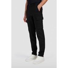 Paul & Shark Erkek Gizli Fermuarlı Yan Cep Esnek Naylon Kargo Siyah Pantolon 14314097-011