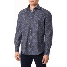 Paul & Shark Erkek Pamuklu Gömlek Yakalı Uzun Kollu  Düğme Kapamalı Lacivert Gömlek 14313109-G17